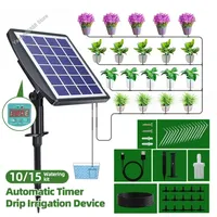 Solar Automatic Drip Irrigation Kit System Solar Powered Self Watering Devices with Water Sensor Supported 10-15Pots Plants
