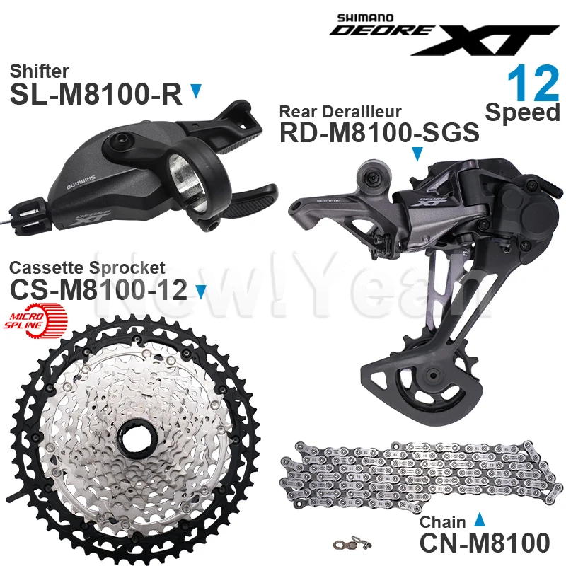 

SHIMANO DEORE XT M8100 12v Groupset MTB Bike 1x12-Speed RD SL CS CN M8100 SHADOW Rear Derailleur SGS Shifter Cassette 10-51T