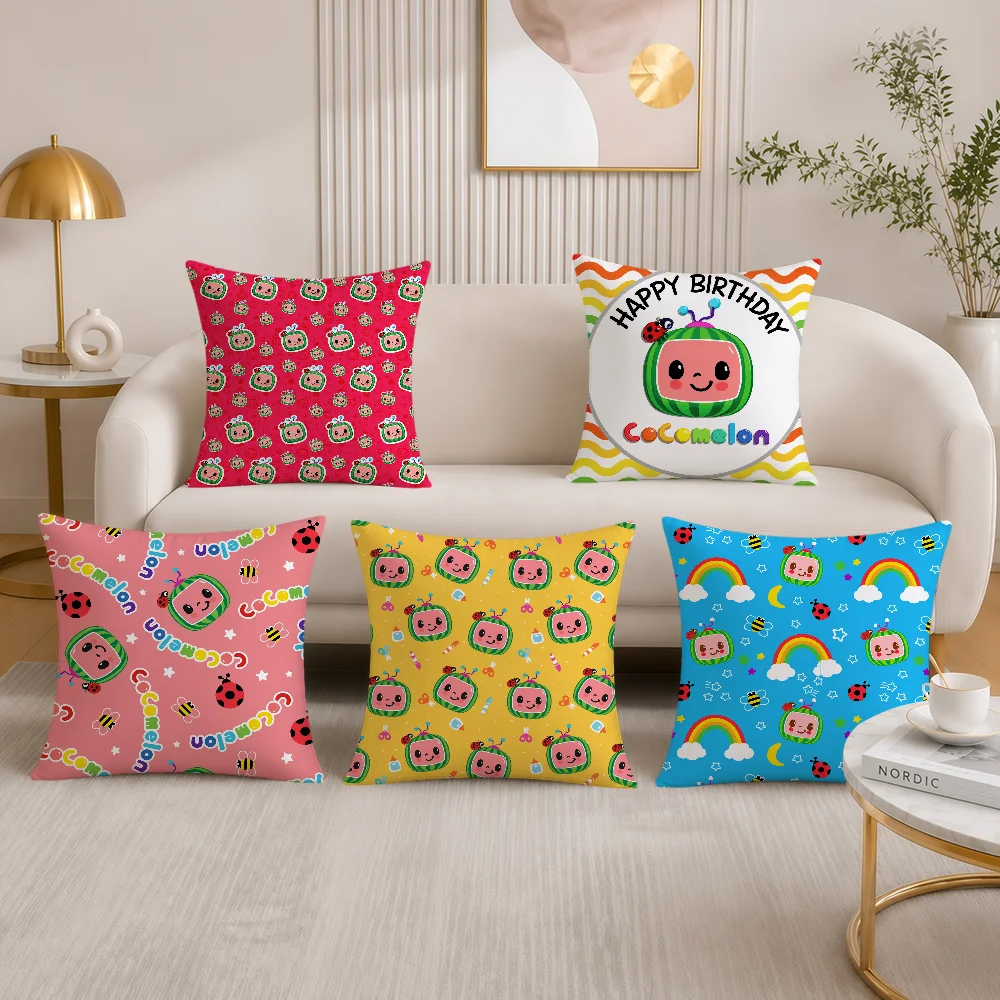 C-Cocomelon Cartoon Cushion Cover Soft Double Sided Pillowcovers Hogar Sofa Living Room Home Bed Decor Pillowcase Gift