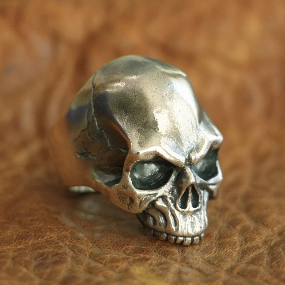 925 Sterling Silver Handmade Skull Ring Biker Punk Jewelry TA100 US Size 7~15