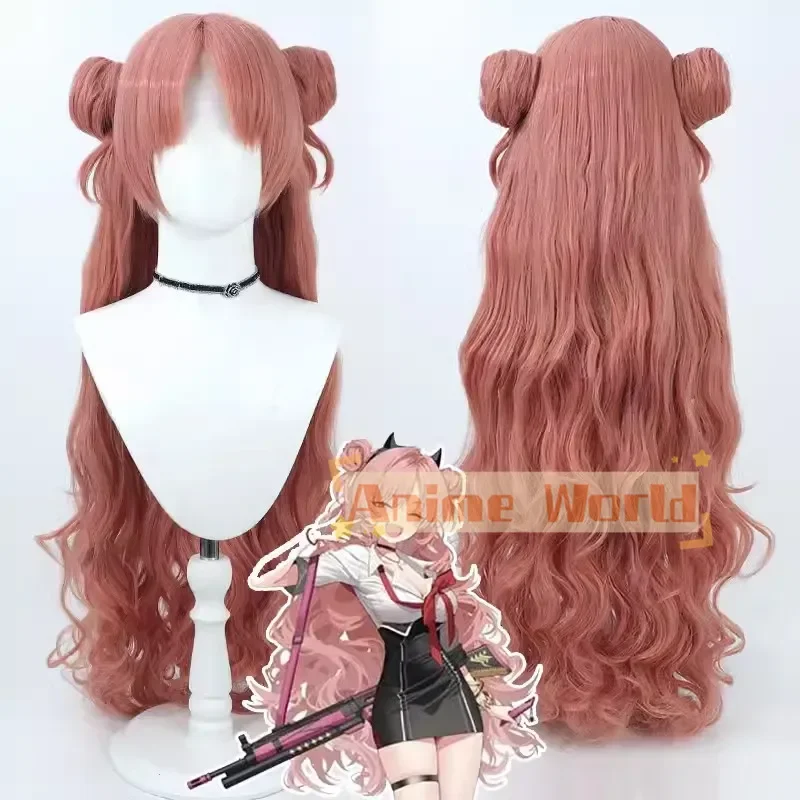 Blue Archive Kirara Cosplay Wig 90cm Coral Buns Curly Heat Resistant Synthetic Hair Halloween Party Role Play Party+ Wig Cap