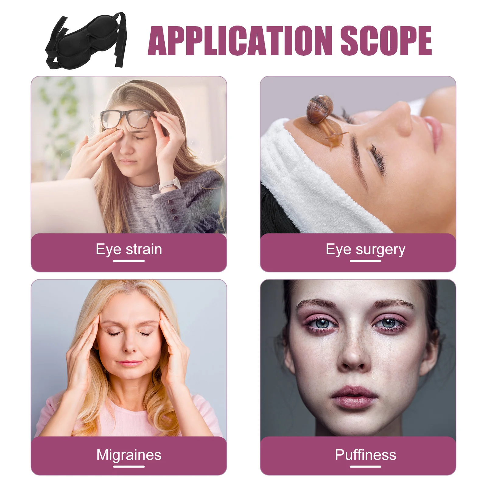 

2Pcs Memory Cotton Polyester Eye Mask 3D Design Comfortable Sleep Aid Light Blocking Nap Blindfold for Indoor Travel Office