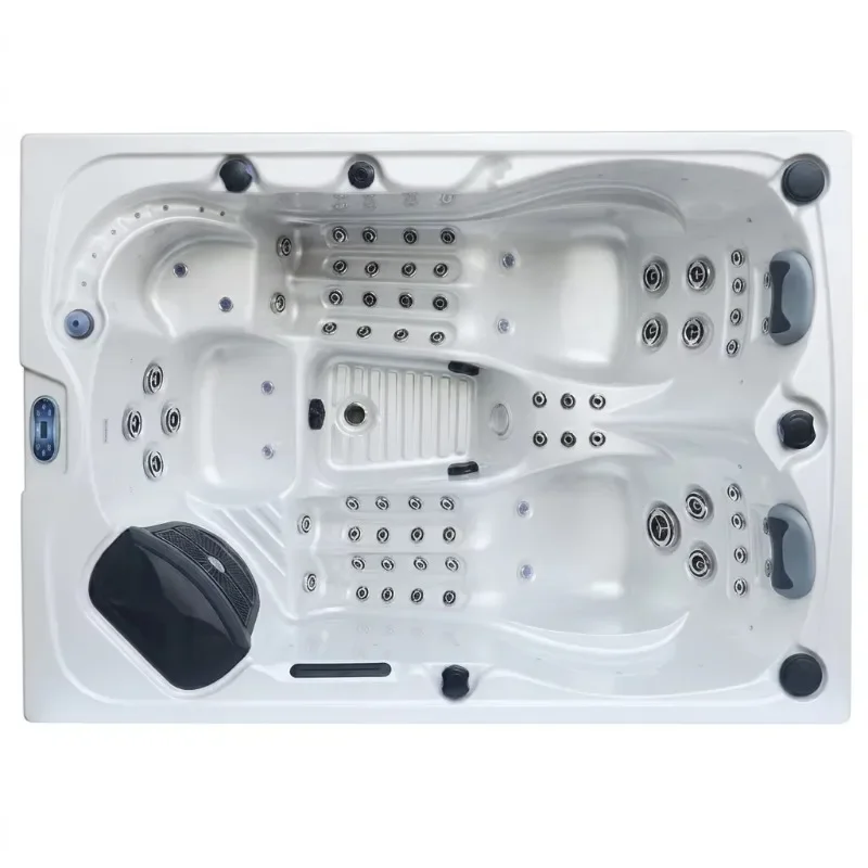 Freestanding Acrylic Hot Tub with 65 Hydrotherapy Jets and US Balboa Control for Patio Garden Installation