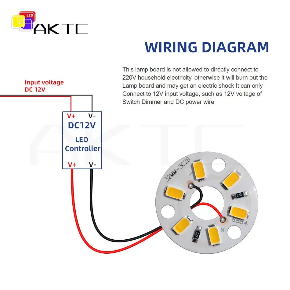 10 Pcs New Highlight LED Light Board DC 12V 3W SMD5730 6LEDs Light Source Aluminum Panel Round Dia 32mm Warm White Natural Light