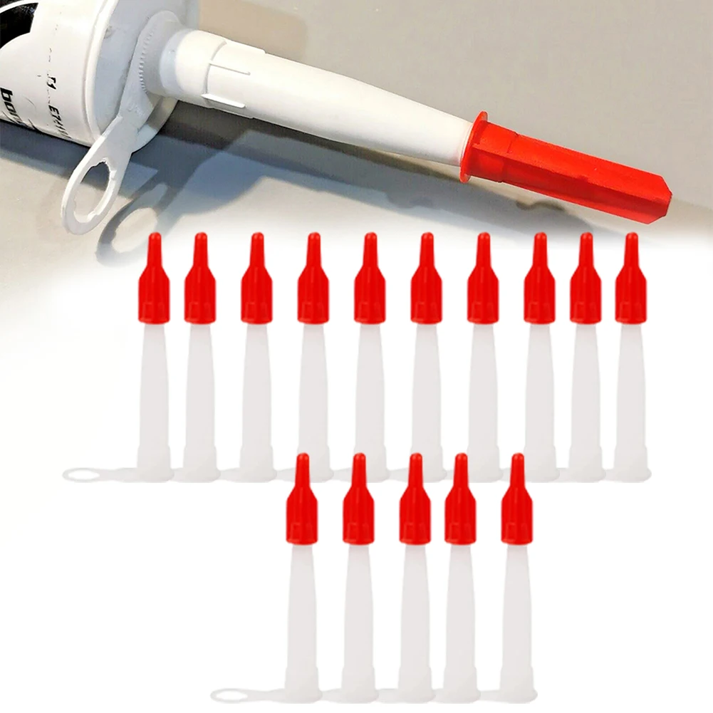 15set Caulking Nozzles With Covers Silicone Tube Nozzle Cover Replacement Tips Caulk With Red Nozzle Cartridge Spare Parts