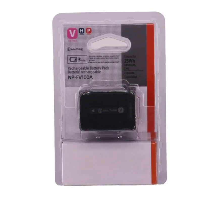 Bateria NP-FV100A de alta capacidade 3410mAh para filmadora Sony PXW-Z190 PXW-Z150 PXW-X70 FDR-AX700 FDR-AX60