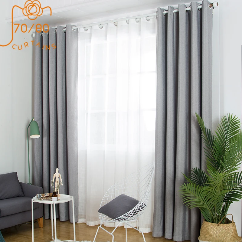 Windproof Thickened and Cotton Soundproof and Warm Solid Blackout Curtains for Living Room Bedroom Custom Constant Temperature