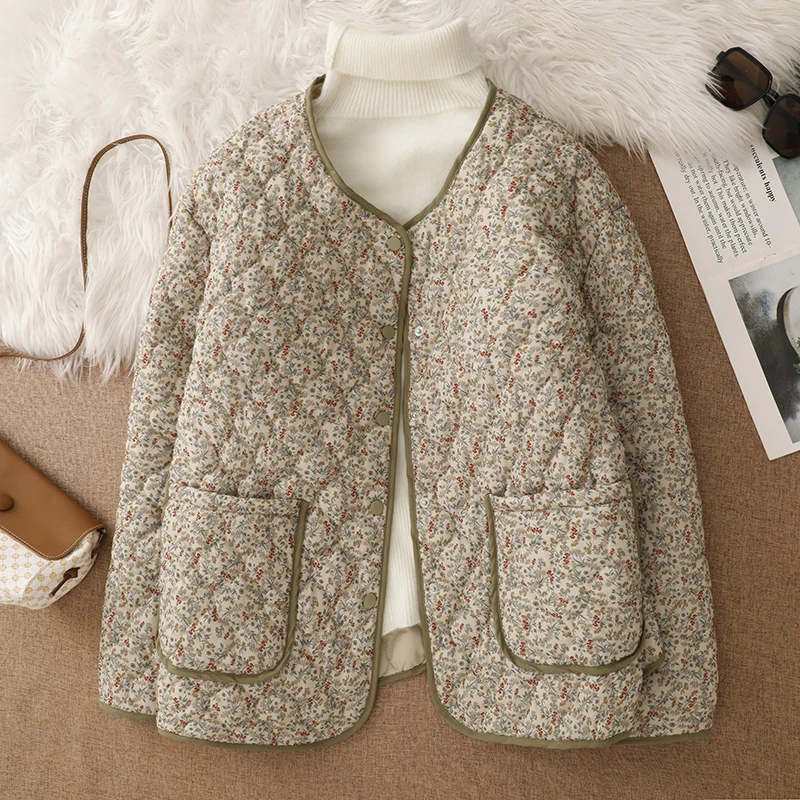 

Осень-зима, новый удобный теплый свободный круглый легкий хлопковый женский топ с цветочным принтом, тонкая модель Jaet