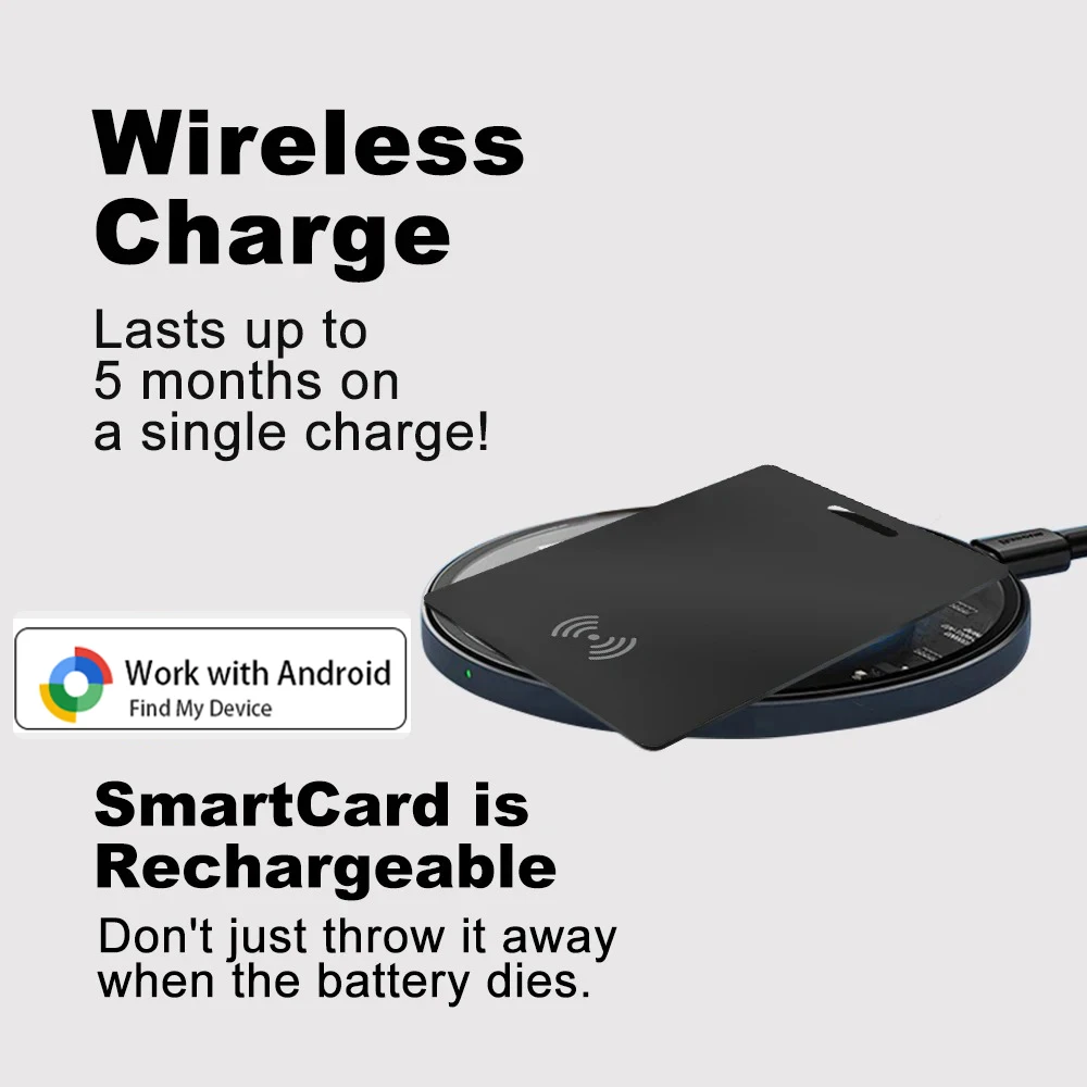 Android Wallet Tracking Card Ultra-thin GPS Location Anti-loss Tag Smart Google Find My Hub Bluetooth Device Wireless Charging