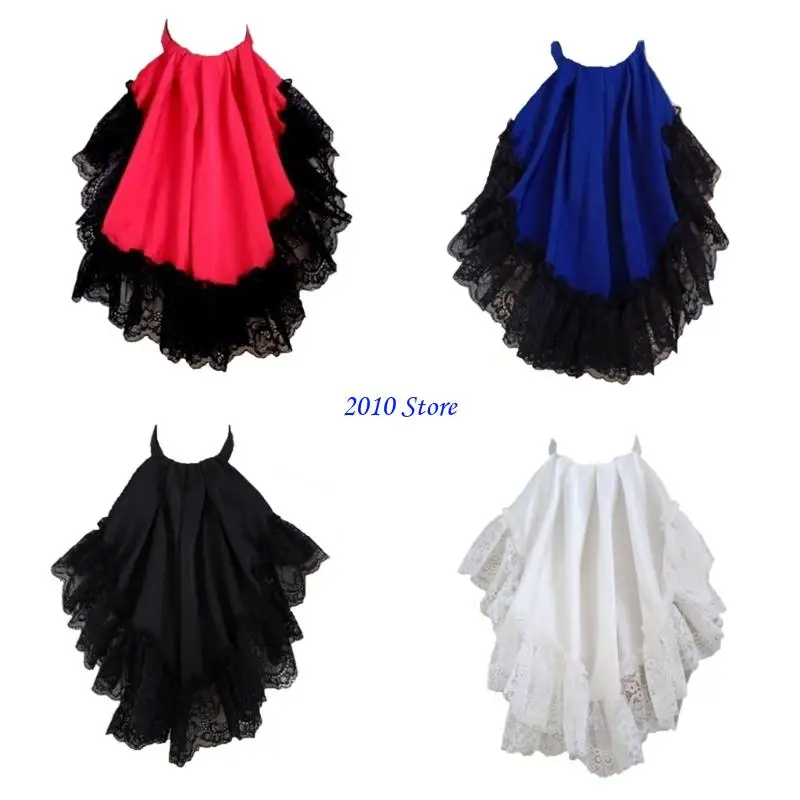 F3MF Kerah Renda Elegan Dapat Dilepas Kerah Palsu Jabot Tema Prancis untuk Pertunjukan Panggung