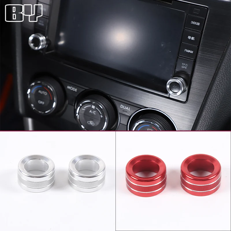 

For Subaru Forester 2013-2014 central control Multimedia Knob Circle Aluminum Alloy Silver/Red Interior Car Accessories