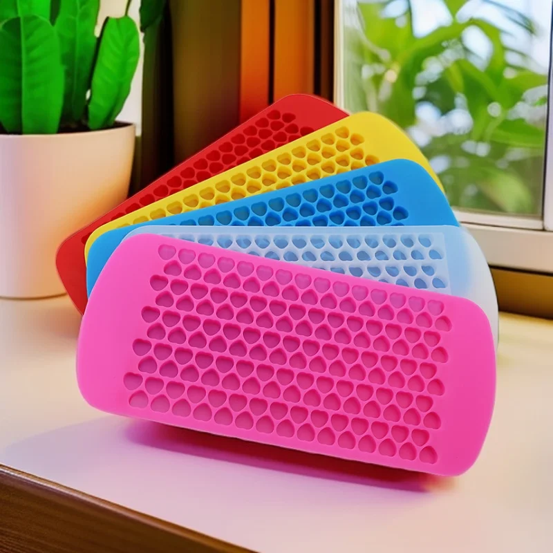 150 Holes Silicone Ice Grid  Mini Heart-shaped Mould 1cm Ice Cube Tray DIY Crystal Drop Glue Mold Fire Paint Wax Granule Mold