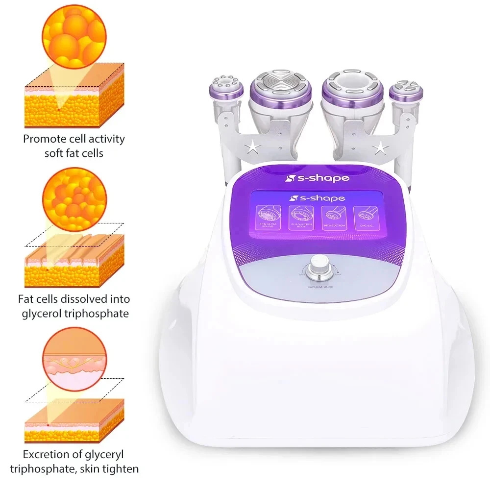 Máquina de cavitação para aperto da pele, máquina emagrecedora do corpo, radiofrequência 30K, eletroporação EMS e EL