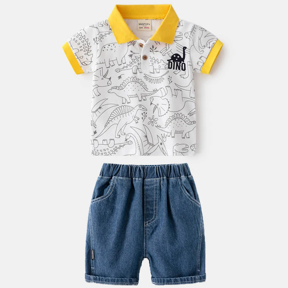 1 2 3 4 5 6 7 anni ragazzi Polo abbigliamento estate manica corta Polo magliette set di abbigliamento per bambini abbigliamento moda per bambini set