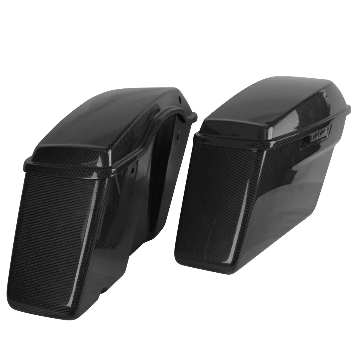Glossy Black 3K Twill Carbon Fiber Lower Side Saddlebags Fit For Touring Road Glide 2014‑2023 Motorcycle Side Luggage Cases