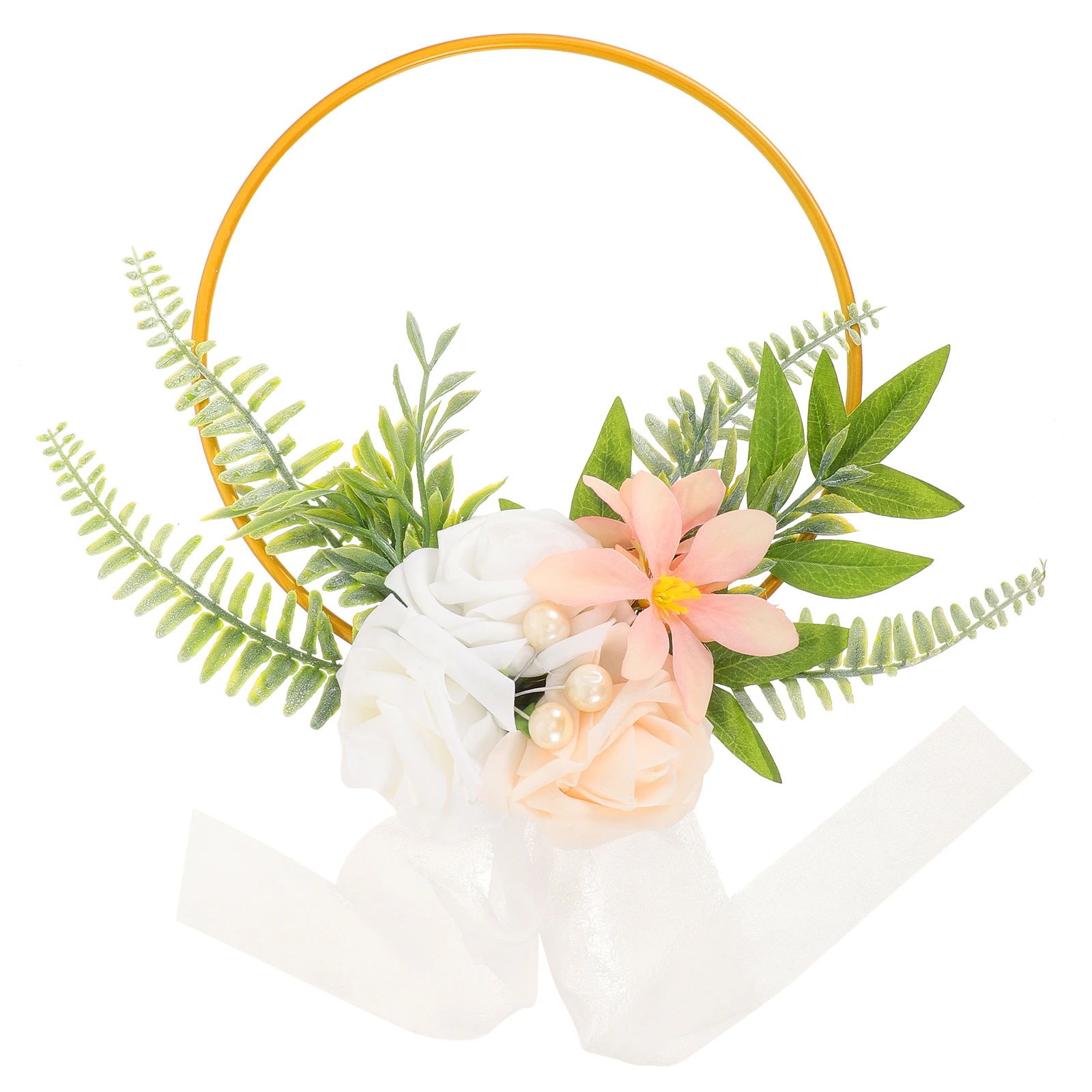 

Metal Floral Hoop Decoration Wedding Table Centerpiece DIY Artificial Flowers Bridal Wreath Decor Supplies White