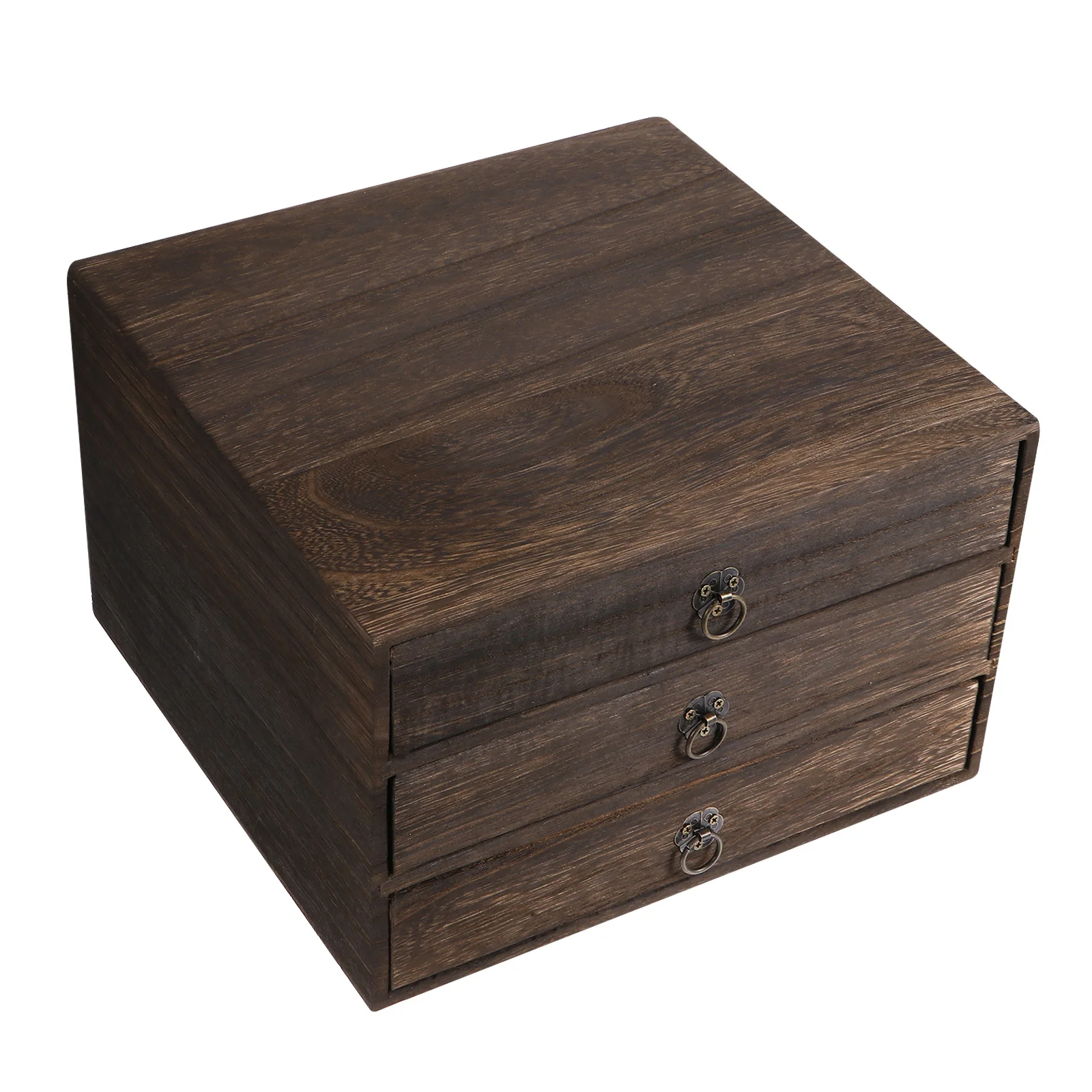 

1Pcs Solid Wood Storage Desk Box Retro Design 3 Layer Desktop Organizer Drawer Type for Table Sundries Wooden Desktop Drawer