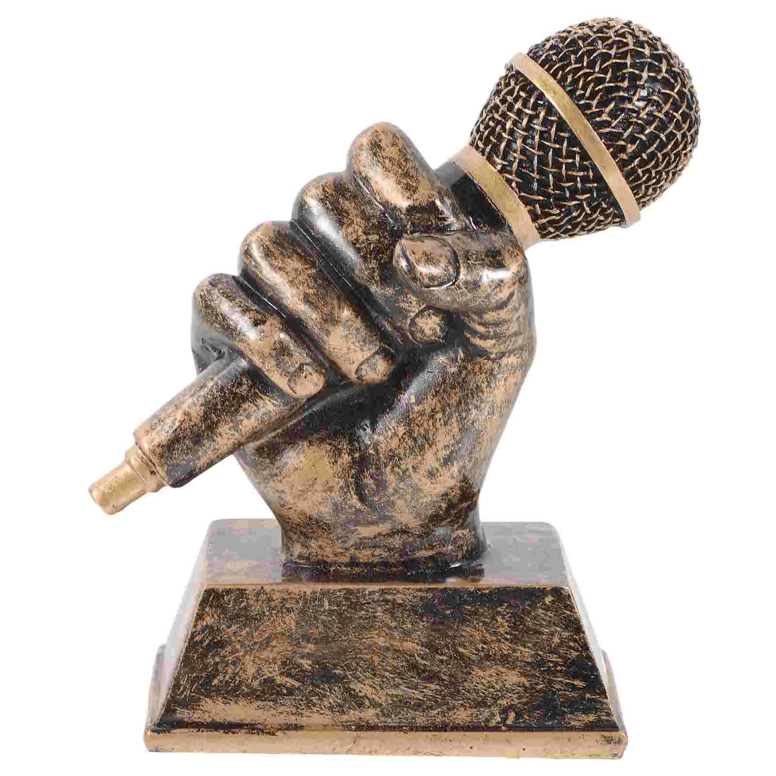 

Microphone Trophy Music Award Singing Trophy Microphone Sculpture Decorative Resin Microphone Tabletop Ornament Appreciation