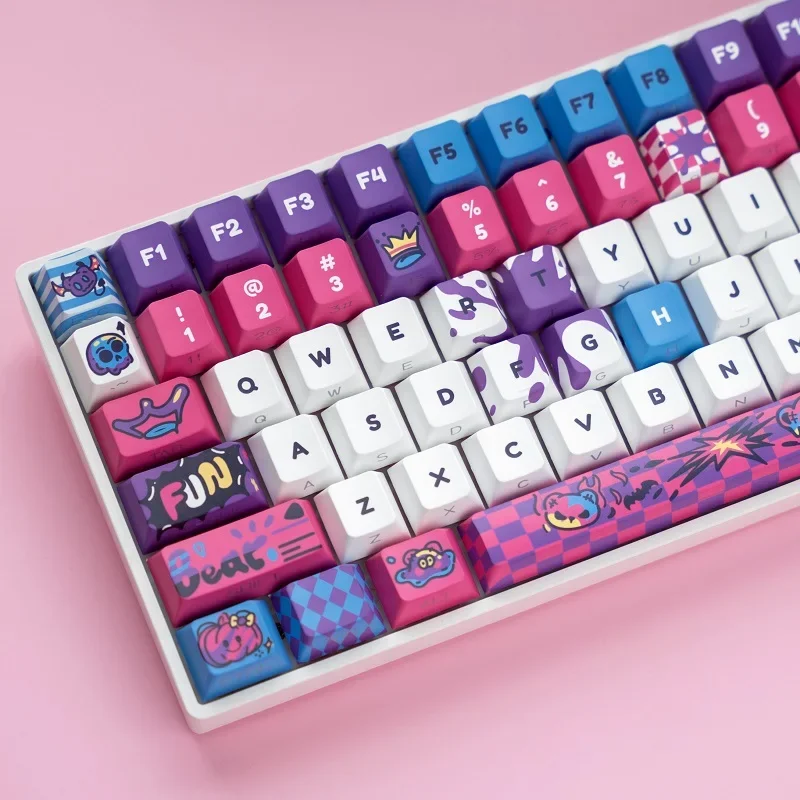 Graffiti Theme Keycaps Set Side Carve PBT Dye-sub Custom Keyboard Caps Cherry Profile Key Caps for Mechanical Keyboard Accessory