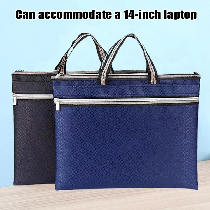 

Waterproof Briefcase Canvas Portable A4 Document Bags Men's Meeting File Organize Package Business Storage Handbags