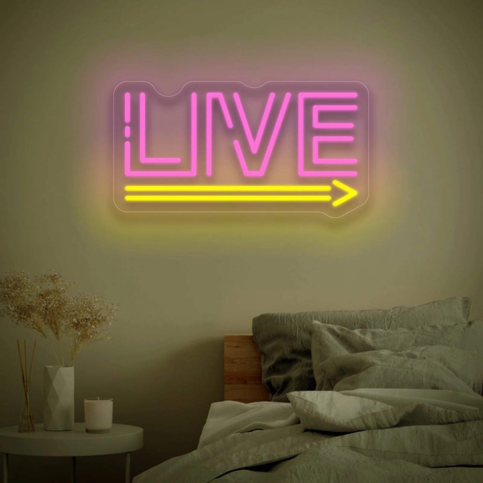 Live Neon Sign LED Wall Art USB Powered  Bedroom Gaming Streaming Room Studio Party Background Aesthetic Decor Gift