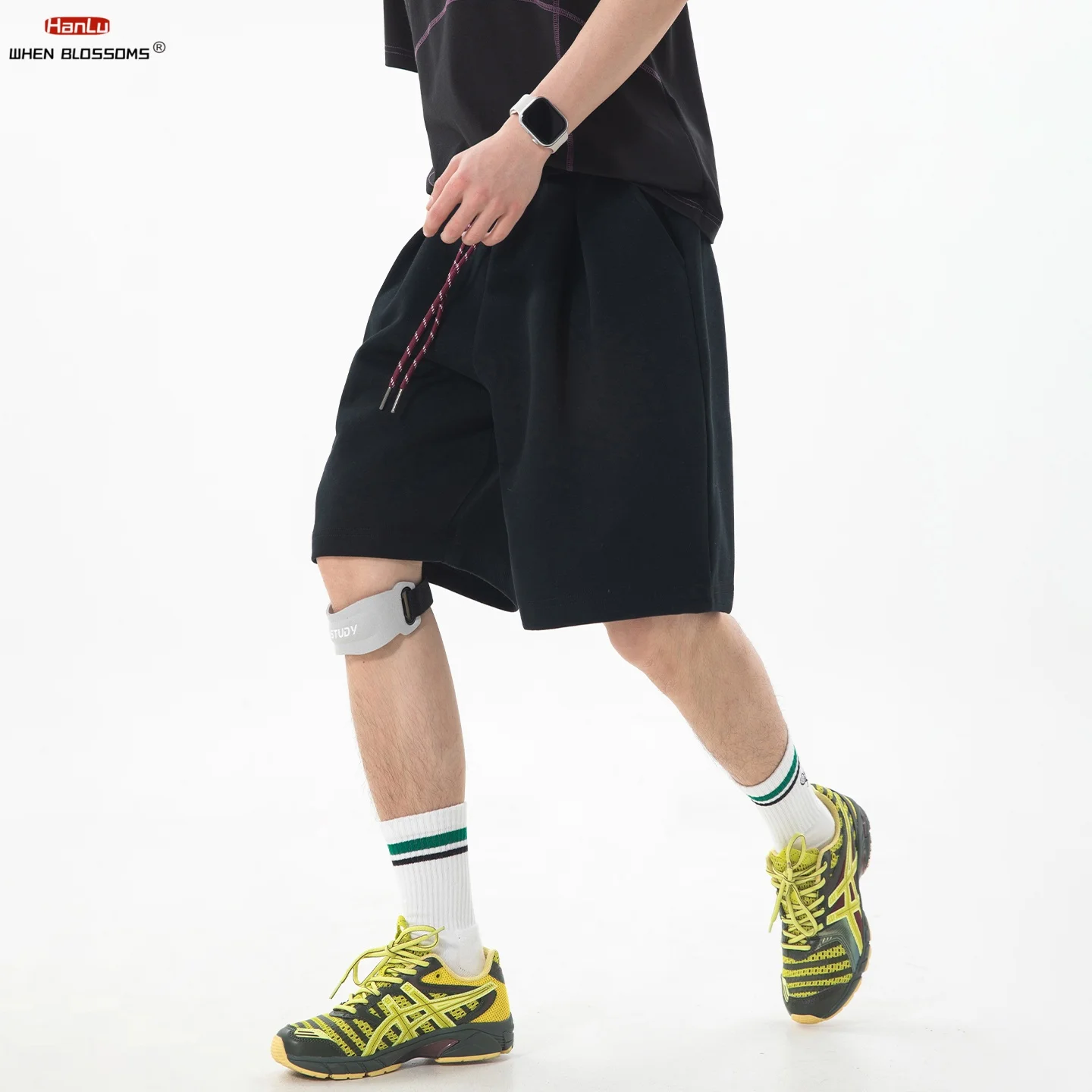 

Men's 2026 Color Block Drawstring Shorts Pleated Vintage Jogger Style Breathable Loose Fit 5-Inch Summer Casual Pants