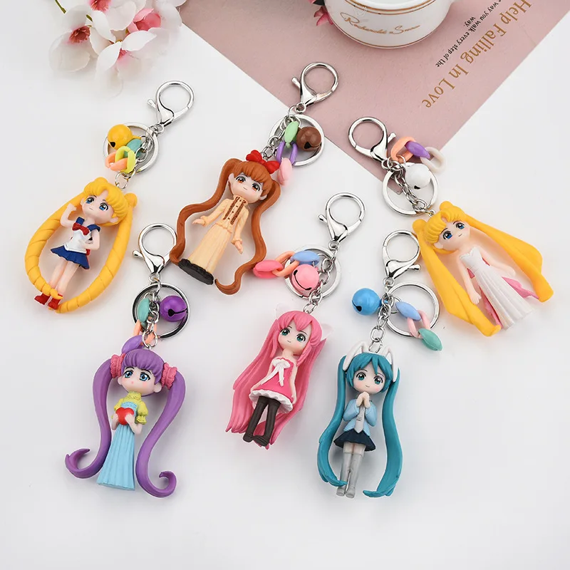 New Creative Cartoon Couple Key Chains Anime Sailor Moon Doll Keychains Bag Pendant Car Accessories Key Chain Gift for Children