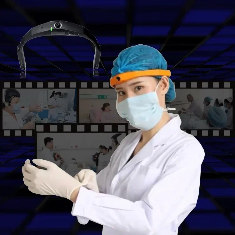 

Hospital Ward Remote Patrol System WiFi Head Mounted Action HD Video Call Medical Camera With Microphone