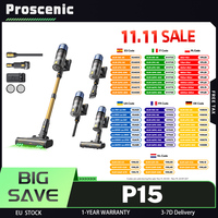 Proscenic P15 Cordless Stick Vacuum Cleaner, 70min Runtime, 50kPa 580W Powerful Suction, Anti-Tangle Brush, Green Light, 6 Layer