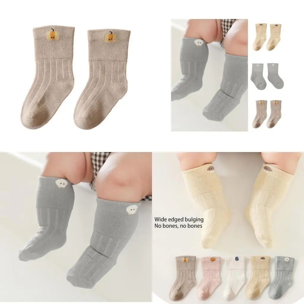 

652F 1 Pair Newborns Socks for Spring Fall Soft & Breathable Under Knee Length Stockings Baby Warm Socks for Outings Outdoor