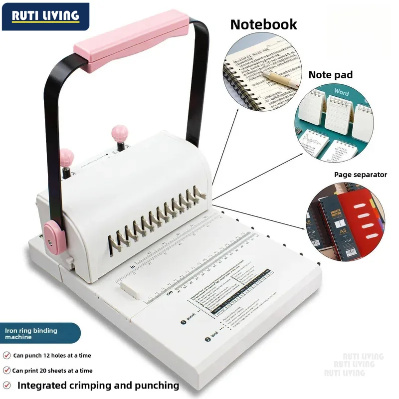 Binding Machine 2:1 Double Wire Binding Machine Single-pass 20 Pages Punching Suitable for Book and Notebooks Binding