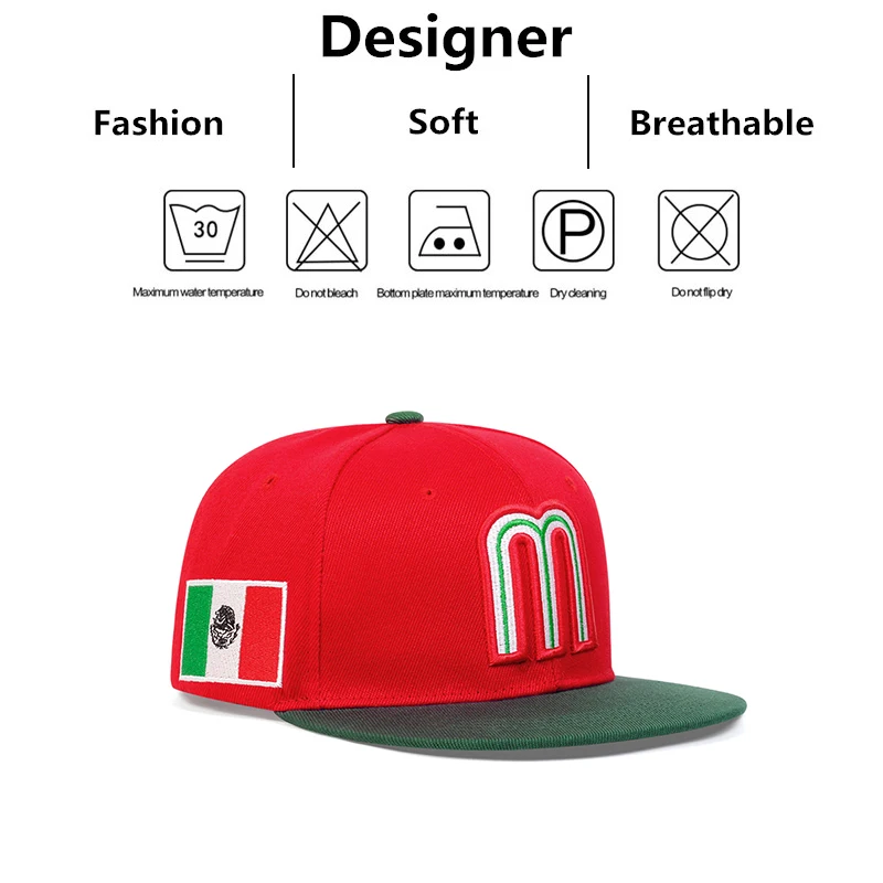 Unisex M Letter Side Brazilian Flag Embroidery Hip-hop Hats Spring Autumn Outdoor Adjustable Casual Baseball Caps Sunscreen Hat