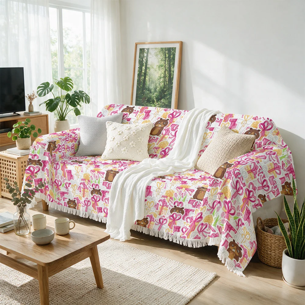 Cozy Decorative Sofa Throw Blanket Couch Cover Spring Easter Gift Pattern Knit Washable Living Room Decor for Home Accent Accent