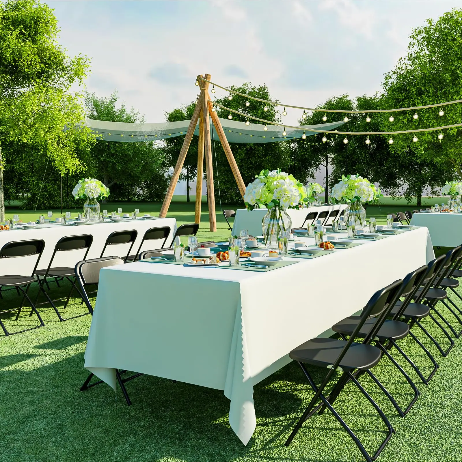 White Folding Chairs 10 Pack for Wedding Party School, 350lbs