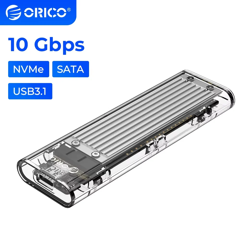ORICO M.2 Enclosure 5Gbps 10Gbps SSD Case USB 3.1 4TB NVME SATA SSD Enclosure Tool Free 4 Colors