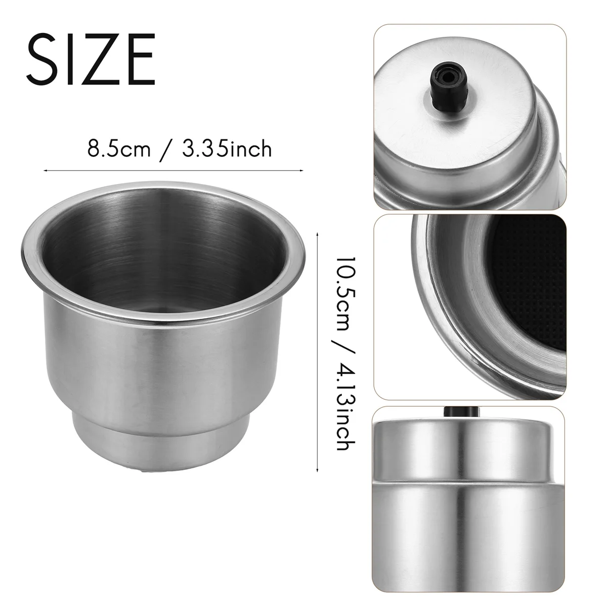 

WFF Stainless Steel Cup Drink Holder Brushed with Drain Marine Boat Rv