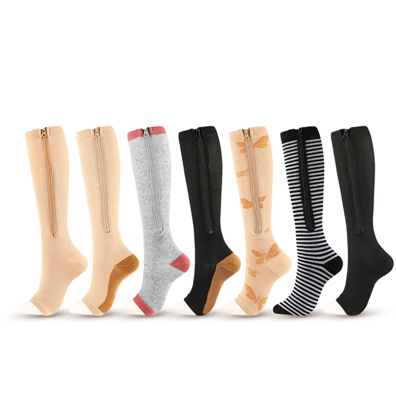 

Medical Sports Compression Zipper Socks Vein Stretch Socks Women Men High Elasticity Pressure Long Cycling Socks Leg Support