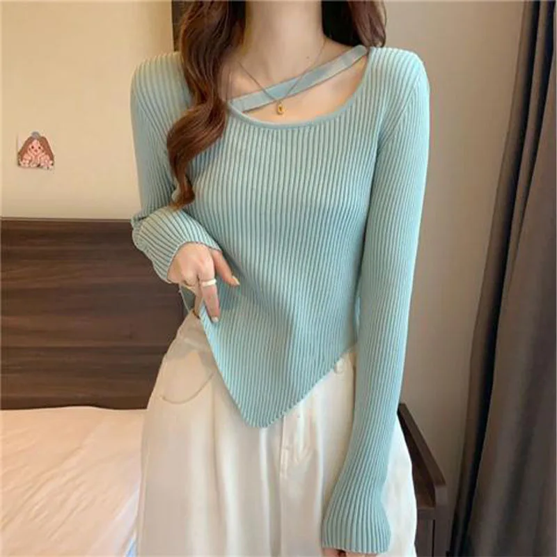 Women Clothing Fashion Elegant Square Neck Pullover Autumn Winter Simplicity Cozy Sweater Lady New Pattern Solid Chic Knitted