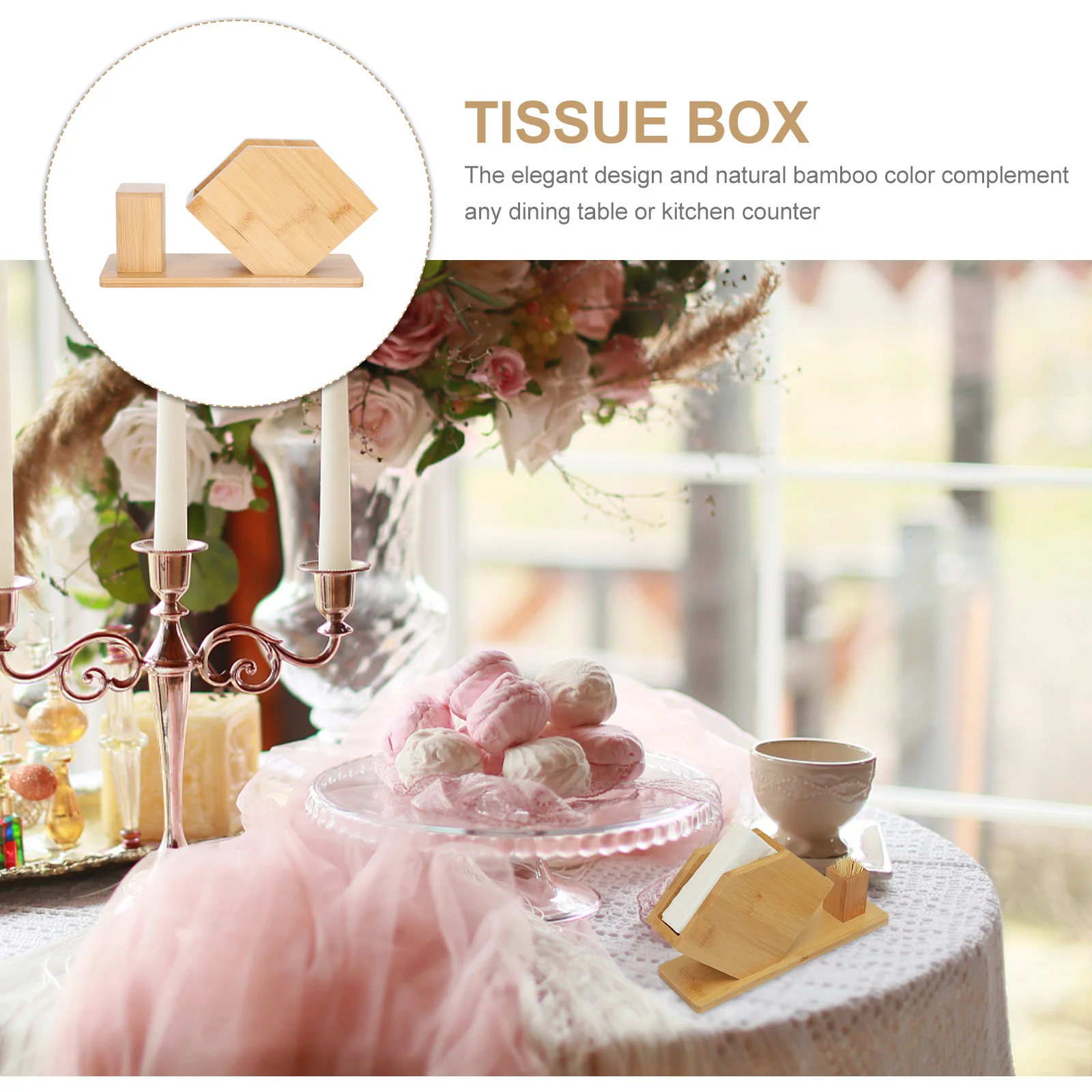 

1pc Fan Shaped Bamboo Tissue Box Toothpick Holder Napkin Storage Rack For Kitchen Dining Table Desktop Organizer Tabletop Tissue