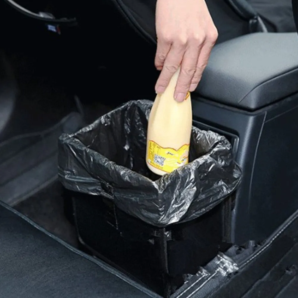 

Multifunctional Car Seat Back Trash Bag Foldable Leak Proof Black Car Trash Bin Organizer for Travel Driving Storage