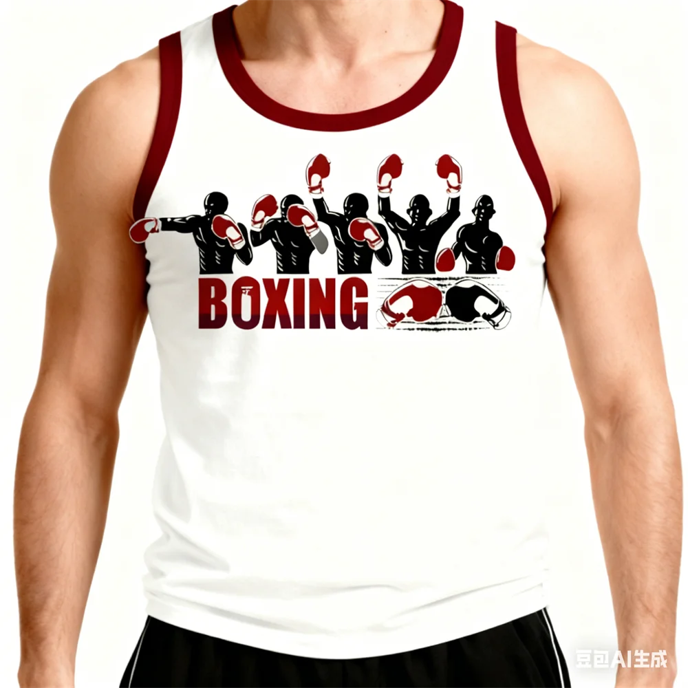 

3D Fashion Boxing Print Men's Tank Top Loose Leisure Breathable O-Neck Pullover Vest Daily Training Quick Dry Sleeveless T-shirt