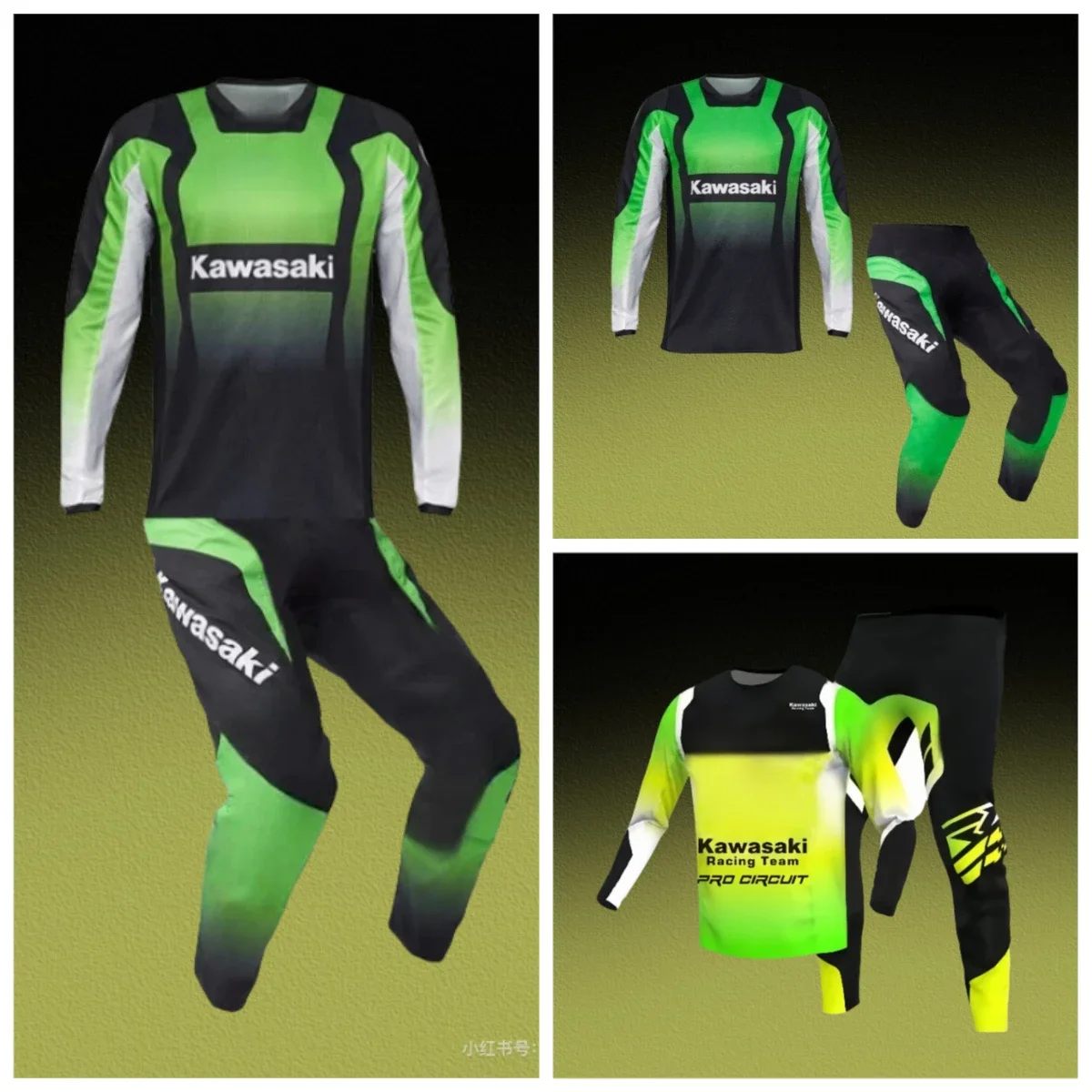 

2025 Motocross Kids Kawasaki Jersey and Pants for Kids Set The Motocross Endurance Gear Combination Off-road Youth Racing Suit