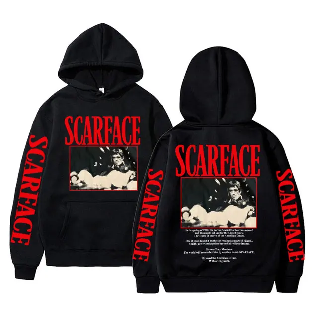 Movie Scarface Tony Montana Graphic Hoodie Men\'s Fashion Rock Oversized Sweatshirt Men Women Casual Vintage Hip Hop Punk Hoodies