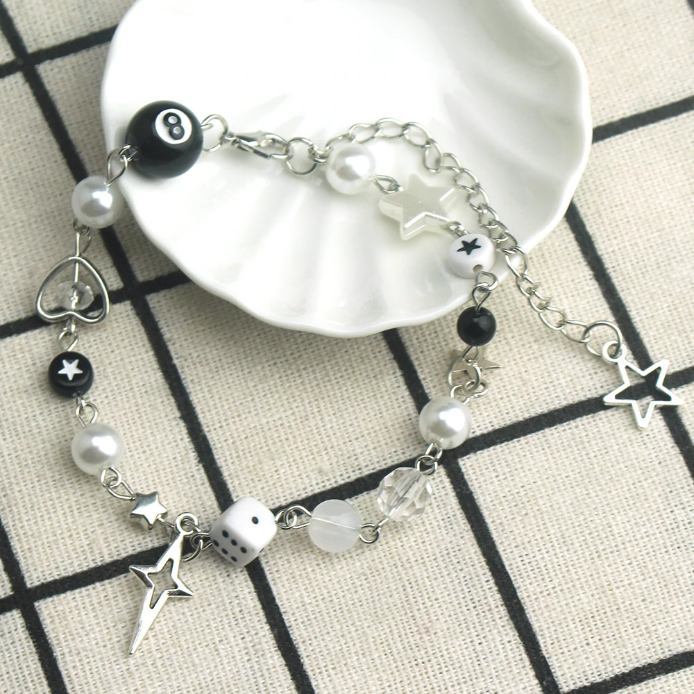 الرجعية سوار زوجين شقيقة اليدوية الإسورة التبعي الجوف ستار القمر رقم. 8 الكرة القلب الهيب هوب سوار سبائك الزنك