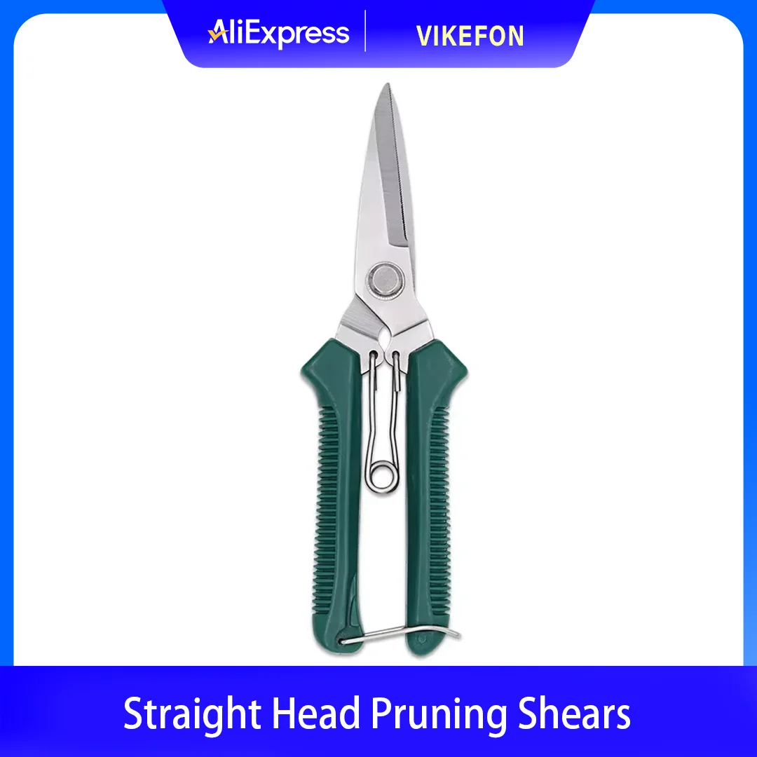 Gunting Pemangkas Kepala Lurus 190Mm Pegangan Anti-selip Outils Baja Tahan Karat Manual Gunting Taman Bonsai Rumah Tangga Gunting Pruing
