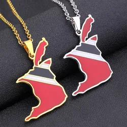 2024 New fashion stainless steel Trinidad and Tobago Map necklace for men and women geometric ethnic style collarbone chain Memo