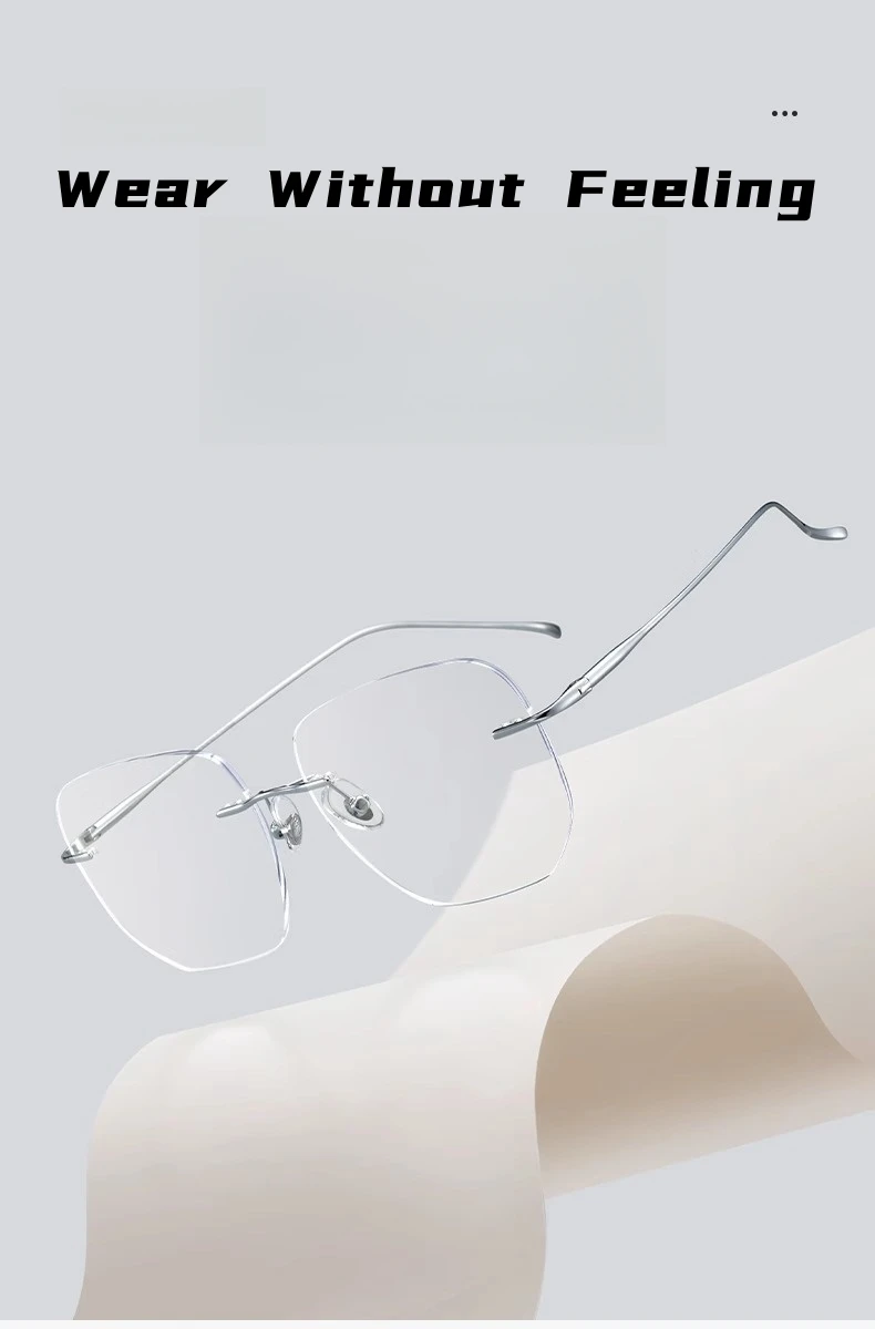 YIMARUILI Mode Temperament Reinem Titan Randlose Brille Frauen Retro Trend Optische Brillen Rahmen Männer 8925-F – Detail 6