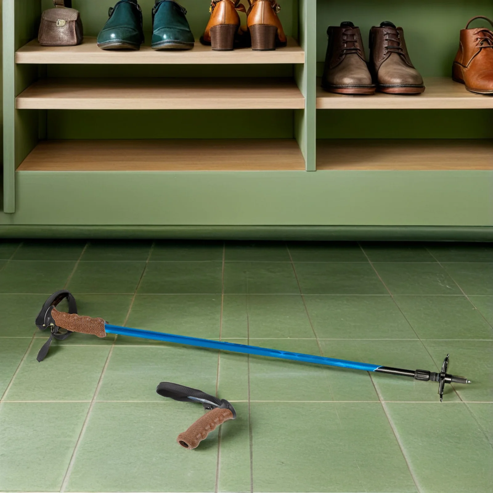 

Trekking Pole Cork Handle Ergonomic Grip Wrist Strap Anti-Skid Durable Hiking Skiing Walking Cane Replacement Part