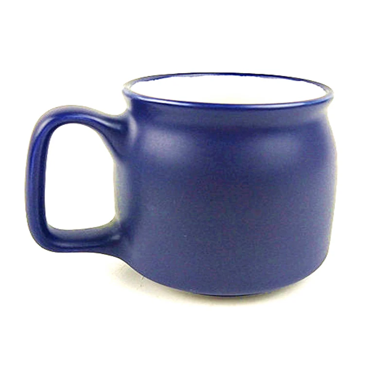 

Ceramic Tea Mug For Hot Porcelain matte blue Cups For Office And Home with handle Mugs