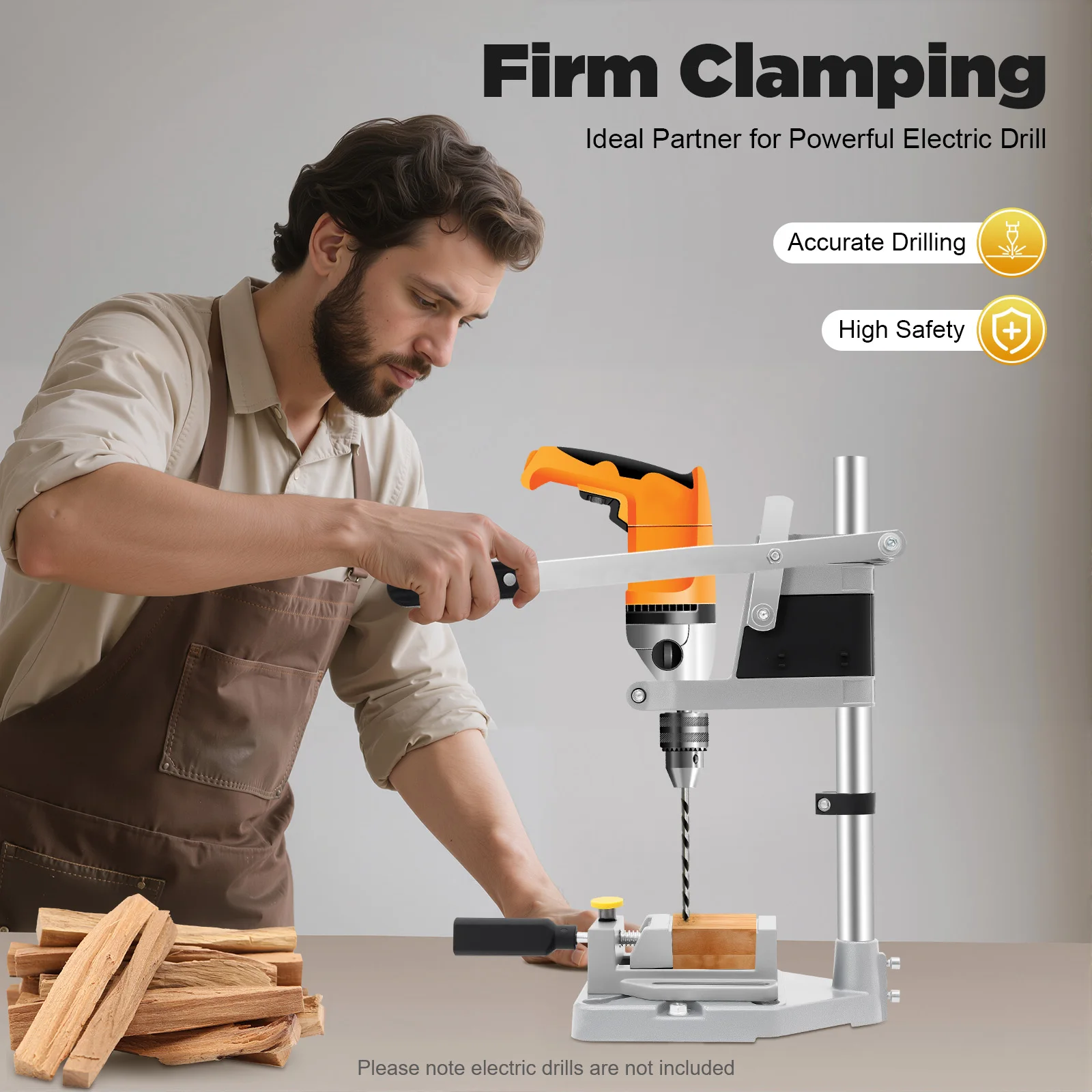 

Floor Drill Press Stand, Aluminum Alloy Bench Mount Drill Holder Jig for 1.4-1.6 inch Electric Drills, Precision Drilling Tool